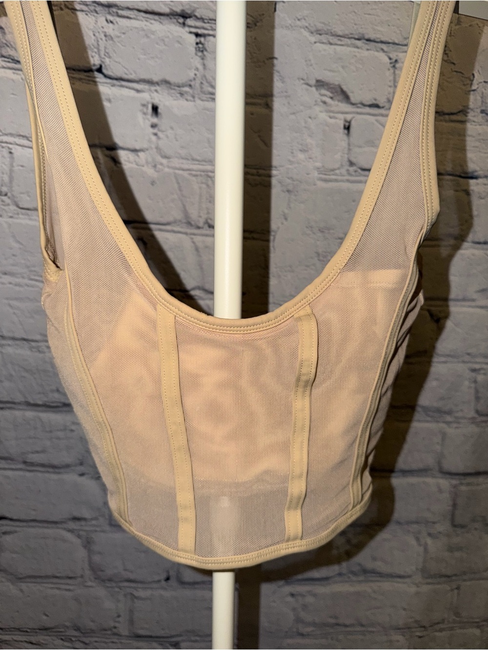 Tiger Mist Active Nude Mesh Corset Crop Top – Size XS